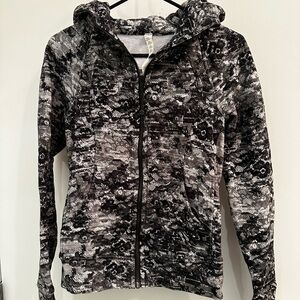 Lululemon Black and white floral hooded sweatshirt